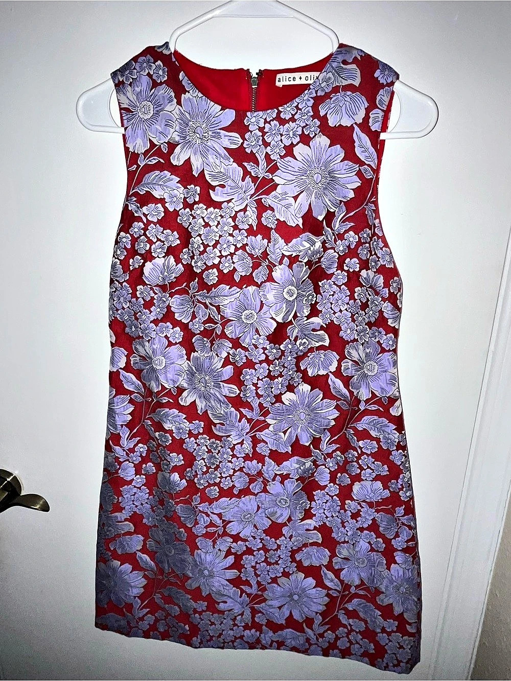 Alice + Olivia Floral Mini Dress in Red & Purple Size 2 Like New